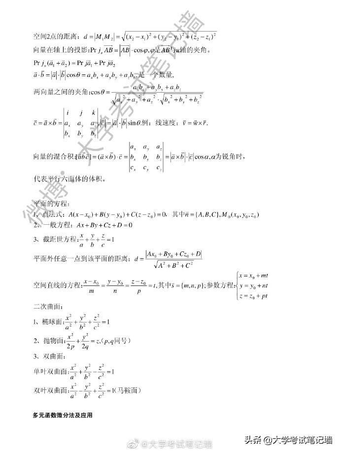 成考专升本高数二公式详解